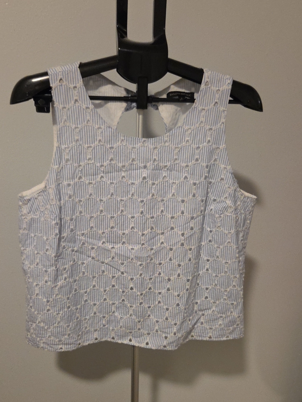 Banana Republic Light Blue Eyelet Striped Tank